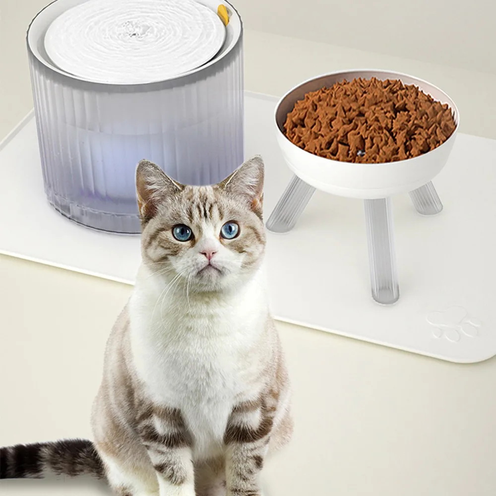 Spine Protective Elevated Cats Dog Bowl Stand Non Slip Base Plastic Raised Pet Feeder Pet Feeding Bowl for Dogs Cats