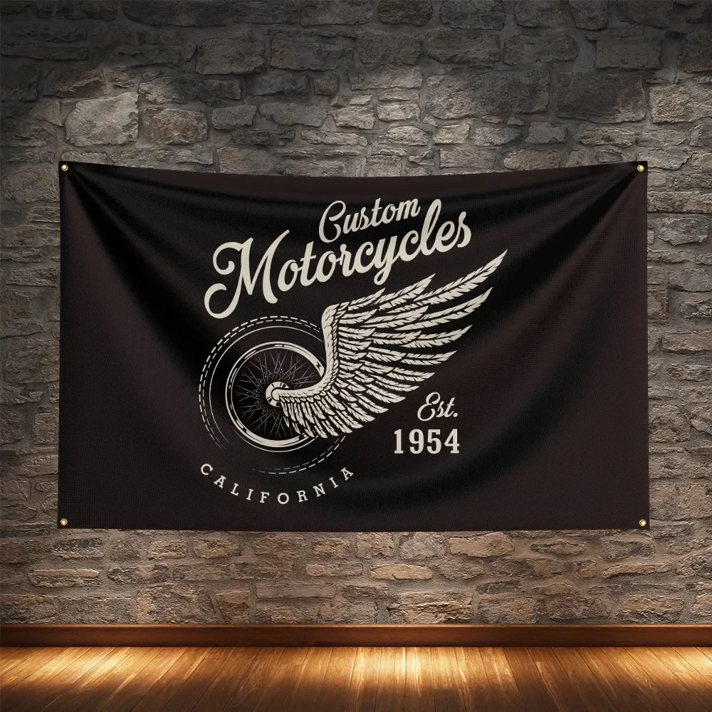 Custom Motorcycle Flag Polyester Digital Printing Classic Moto Banner