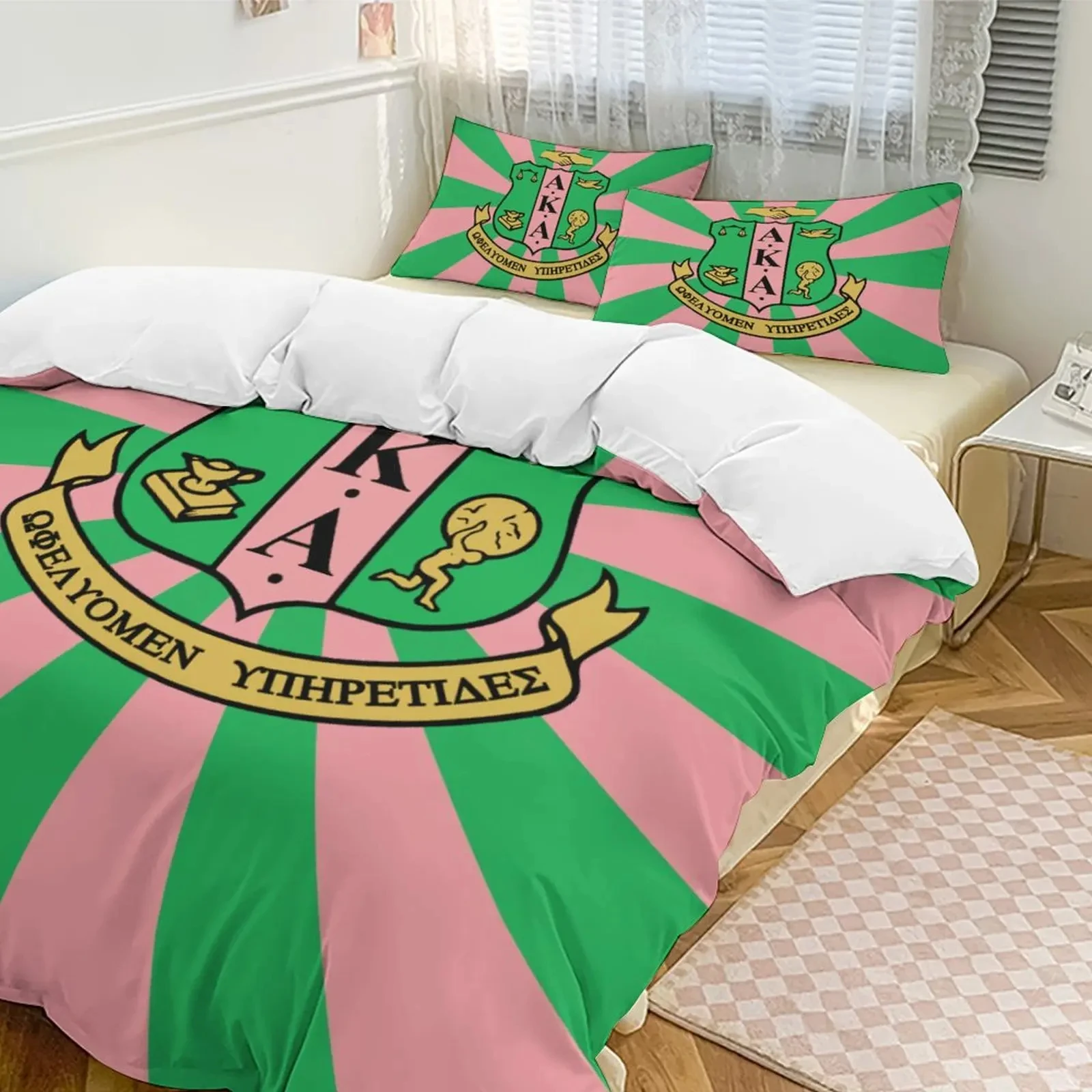 3D Print Alpha Sorority Kappa Alpha AKA Bedding Set Double Twin King Duvet Cover Comforter Pillowcase Boys Girls Adults Bedroom