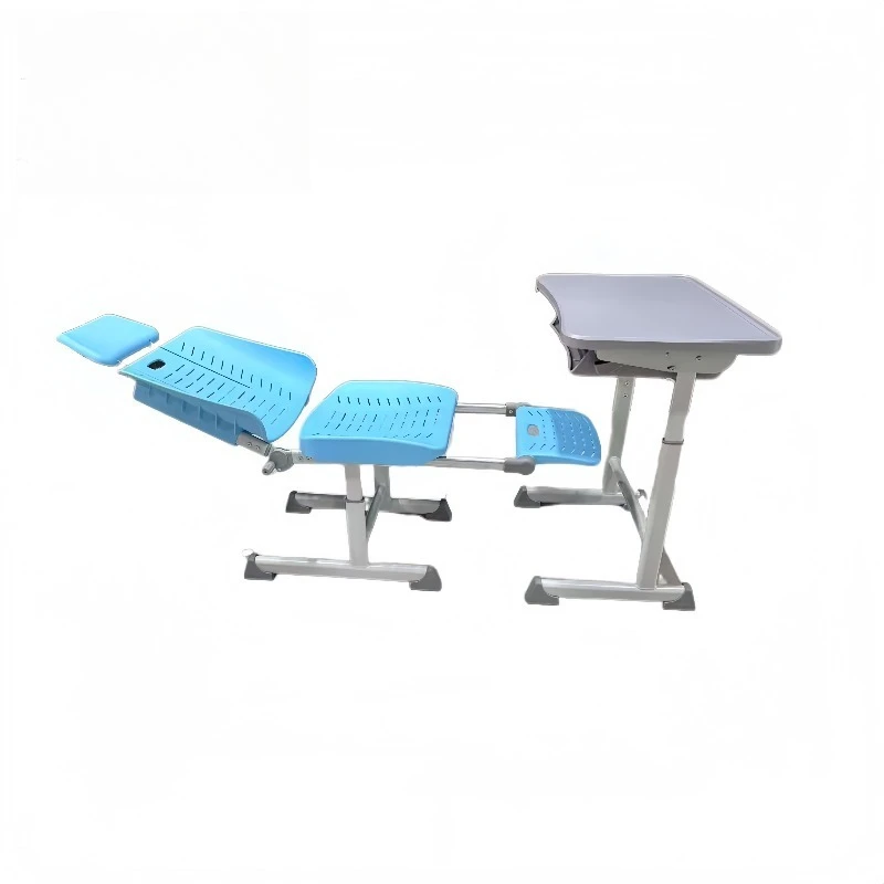 Modern plastic desk and chair set with retractable back legs