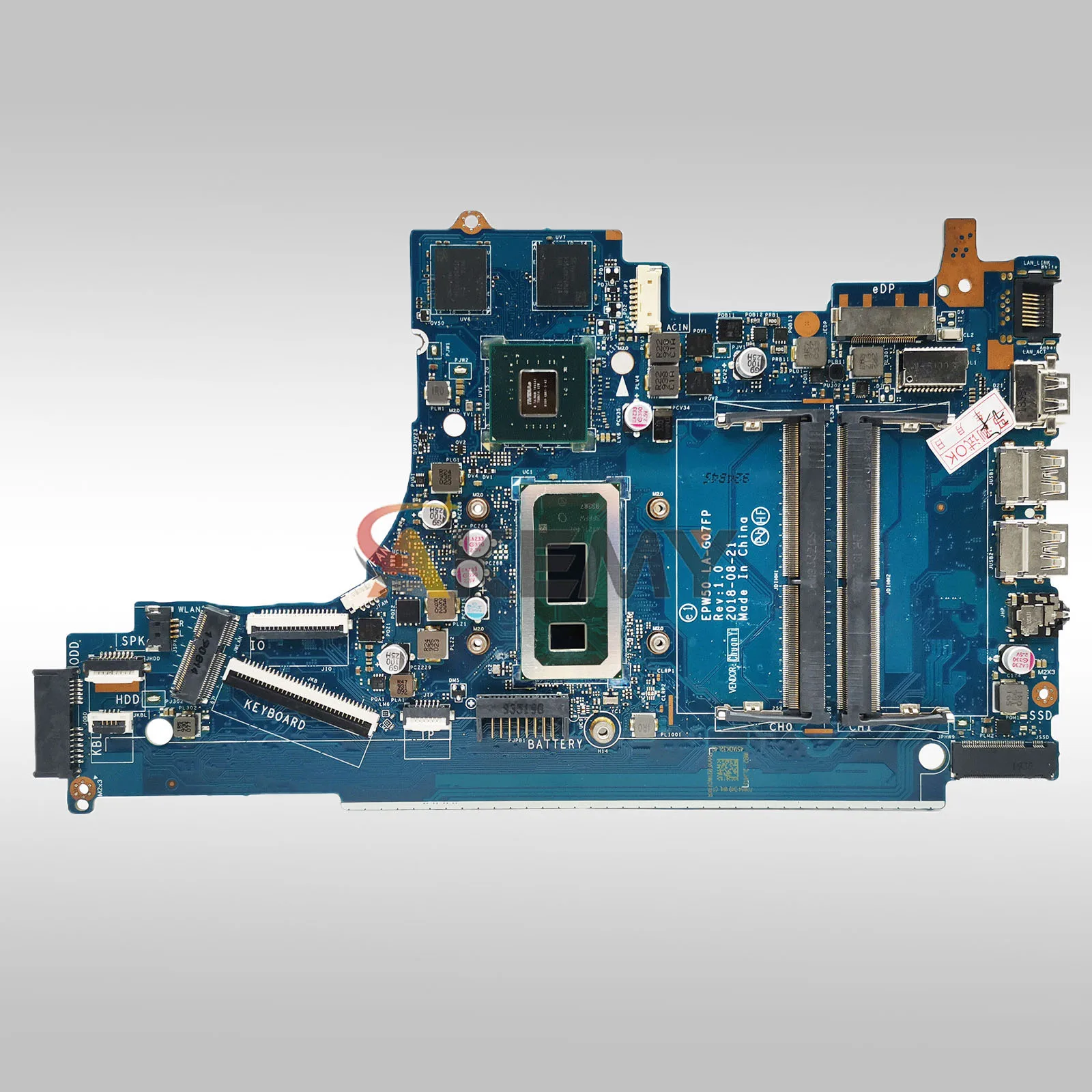 Motherboard Laptop LA-G07FP Untuk HP Pavilion 250 G7 15-DA Dengan CPU i3 i5 i7 Generasi ke-8 dan ke-10 GPU V2G L35245-001 L52746-601
