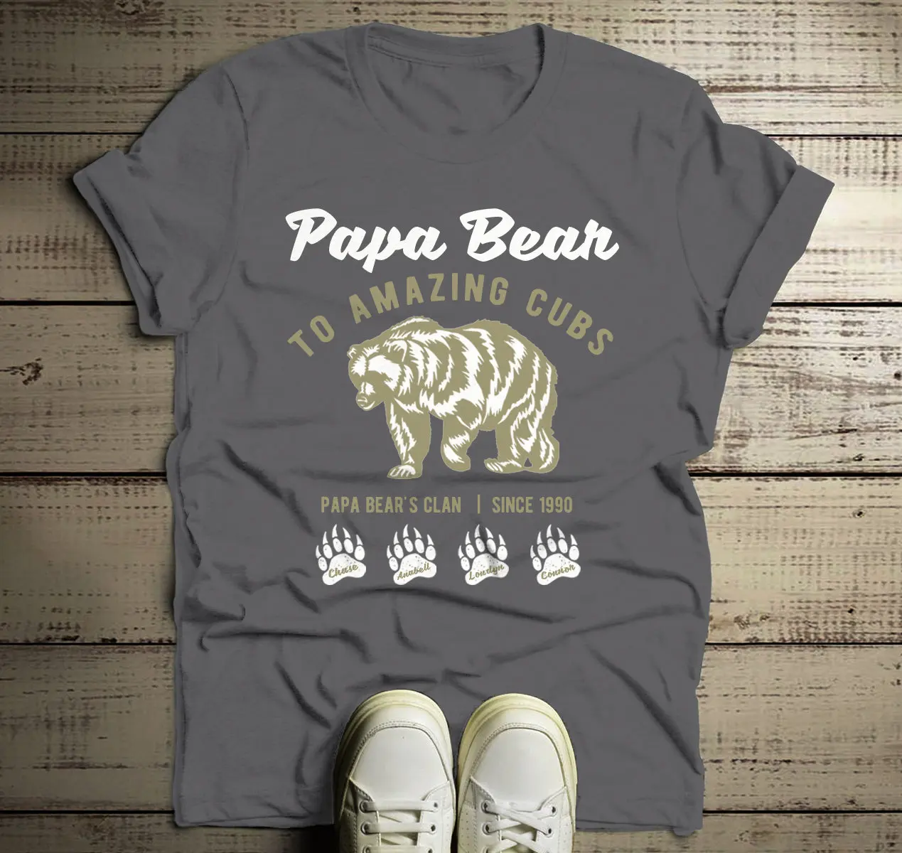 Personalized Grandpa T Shirt Papa Bear Clan Names Grandchildren Father's Day Idea