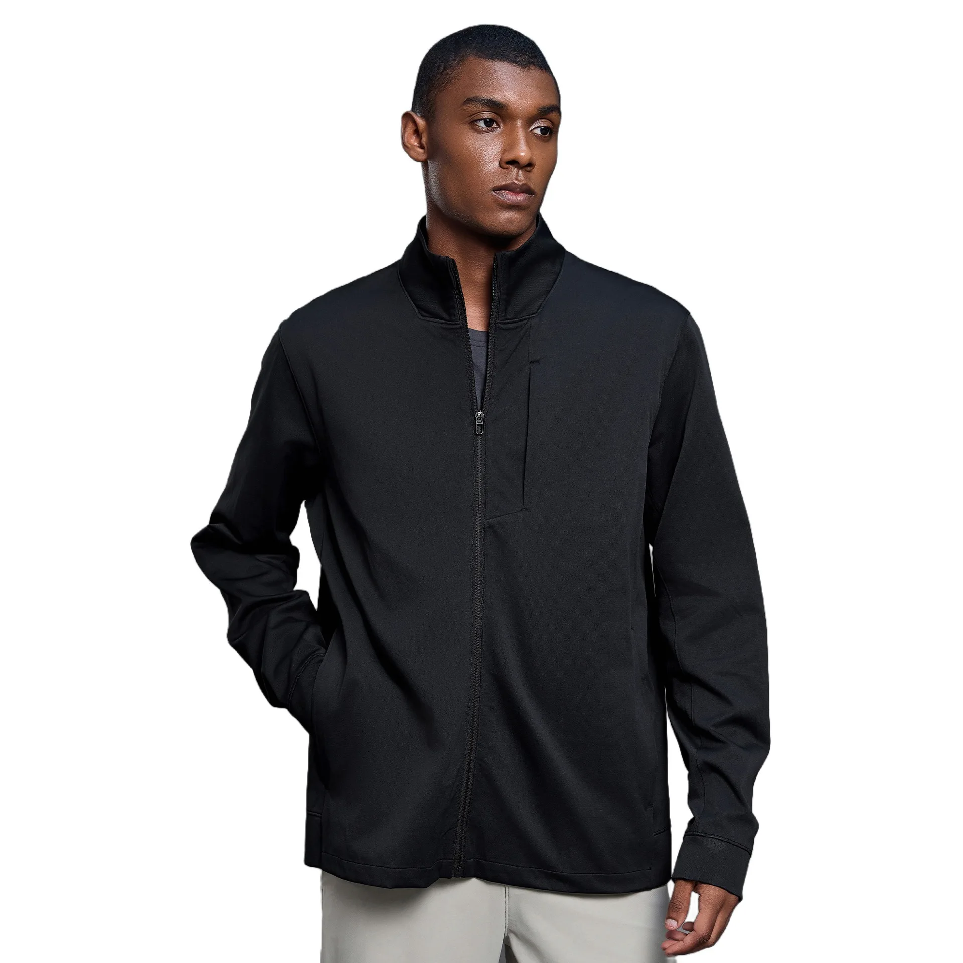 Lemon Men's Stand Collar Jacket Couple Style Commuter Outdoor Spring Autumn Functional Fashion Polyester Fiber Thickened Long