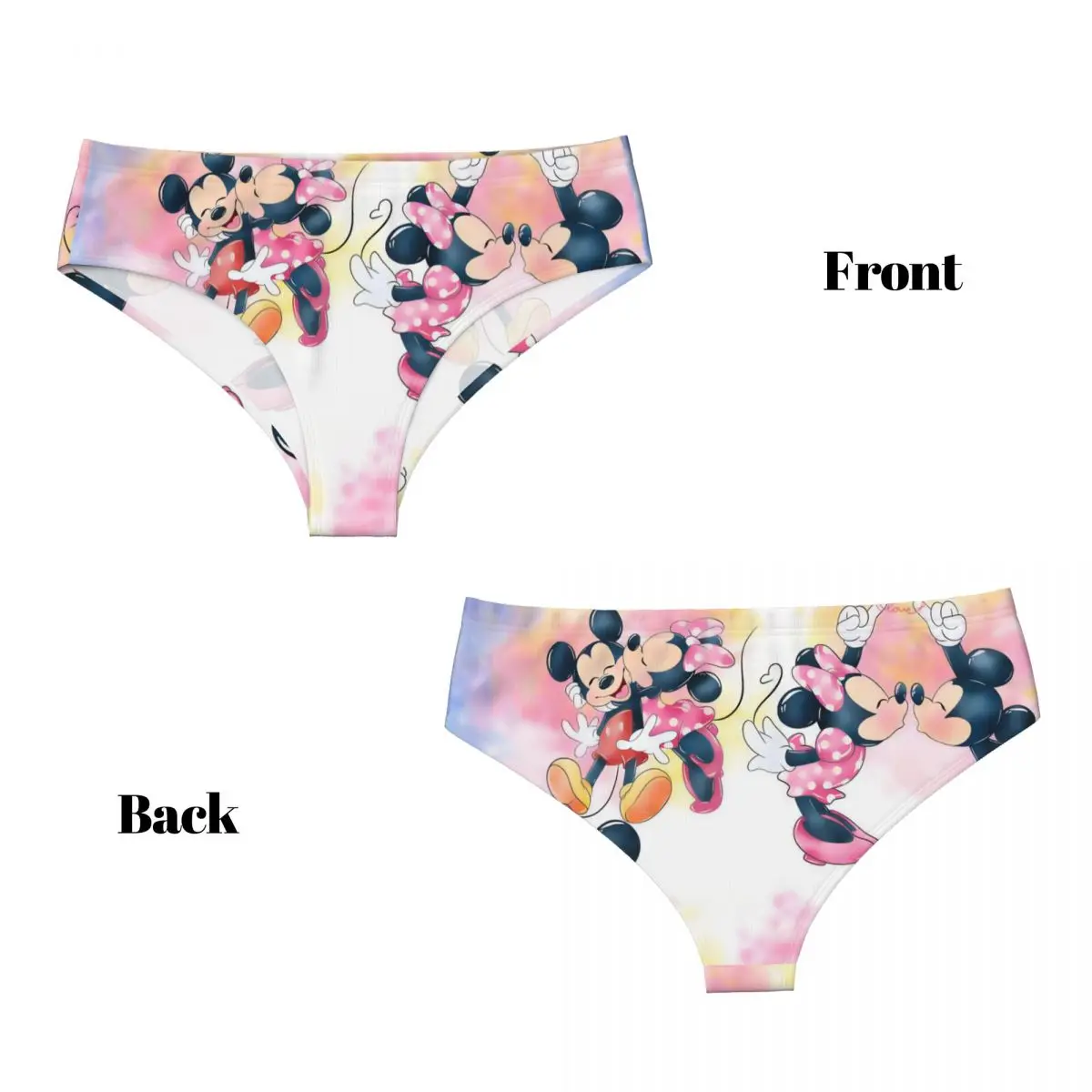 Ropa interior cómoda elástica transpirable de las mujeres de las bragas breves de Mickey Mouse de Minnie Mouse de la historieta personalizada