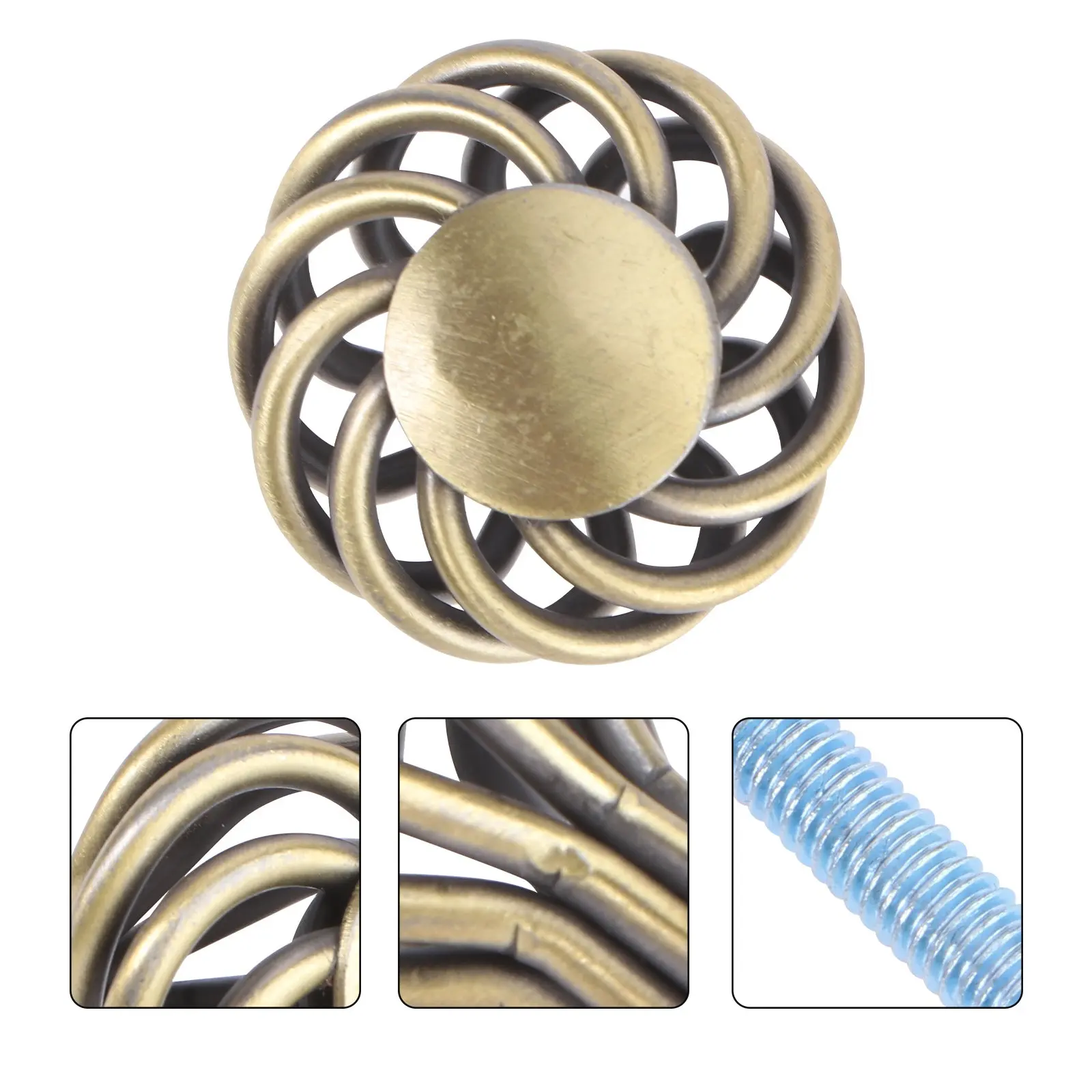 2Pcs Classic Vintage Cupboard Handles Dark Golden Iron Nickel Alloy Elegant Birdcage Design for Drawer Wardrobe Door Replacement