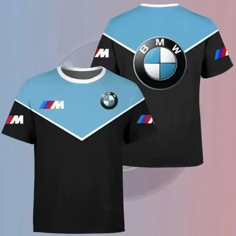 Summer 3D Printed BMW Breathable Quick Drying T-shirt Men's Motorcycle Racing Suit Round Neck Oversized Comfortable Top