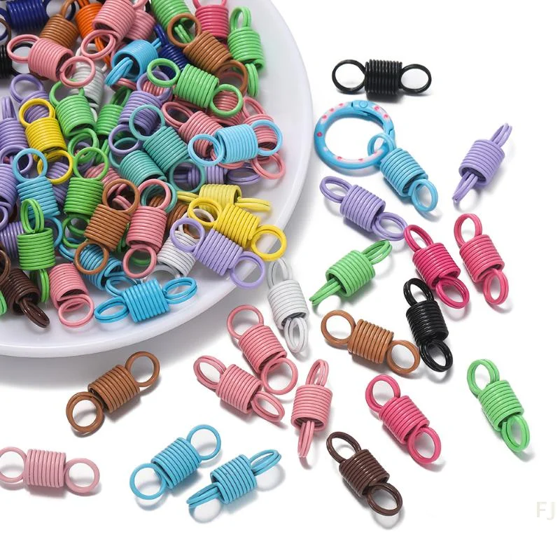 [YU]50Pcs Coil Spring Clasps Cord Crimp End Caps Fastener Connectors For Jewelry Bracelets Making DIY Accessories