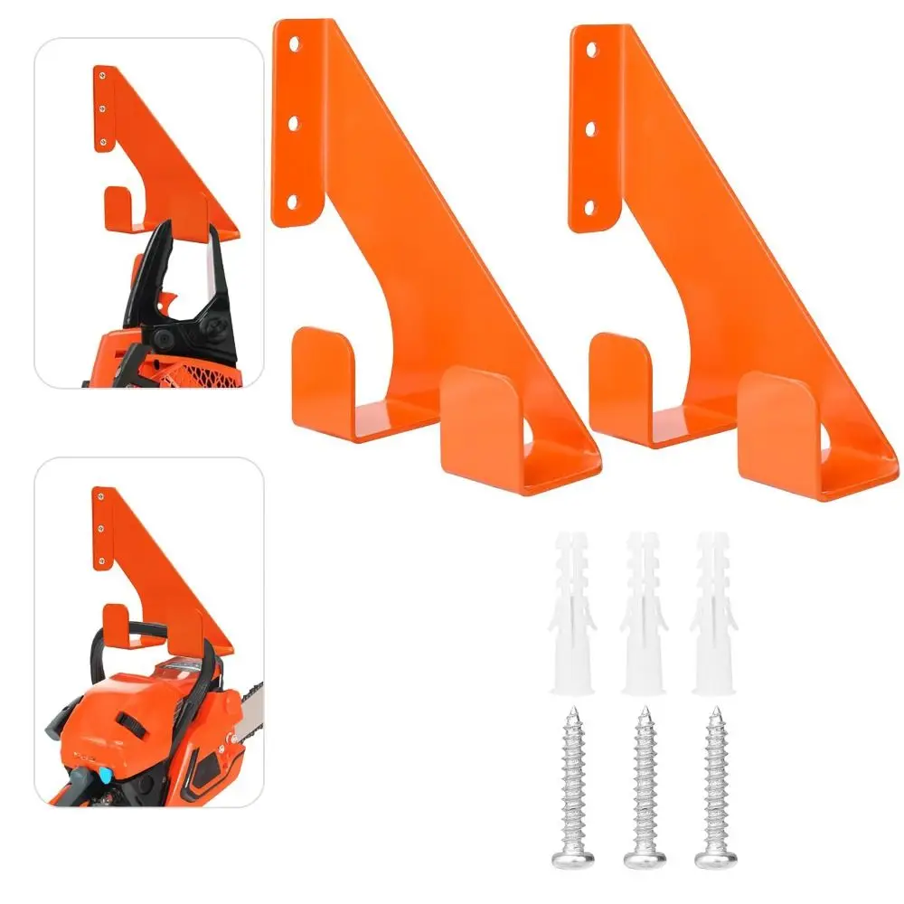 2PC Premium Universal Chainsaw Holder Metal Space-Saving Chainsaw Hanger Rust-Proof Anti-Slip Hooks Heavy Duty Wall Mount Garage