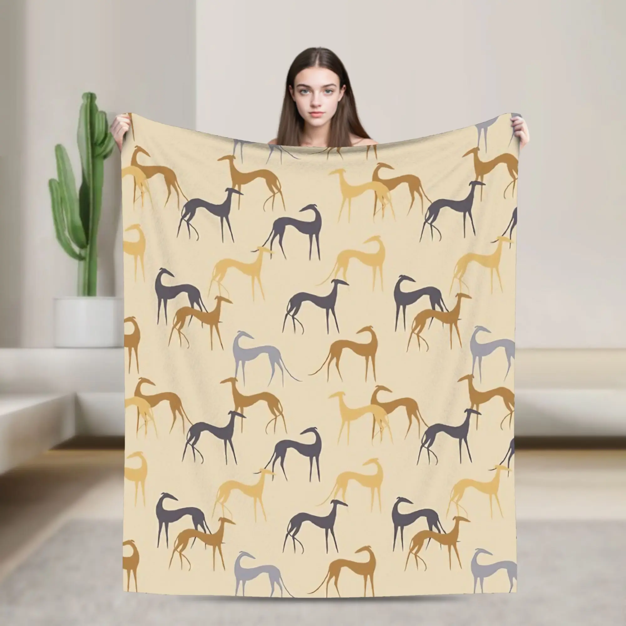 Whippet Greyhounds Pet  Blankets Fleece Greyhound Dog Soft Throw Blanket for Airplane Travel Bedspread