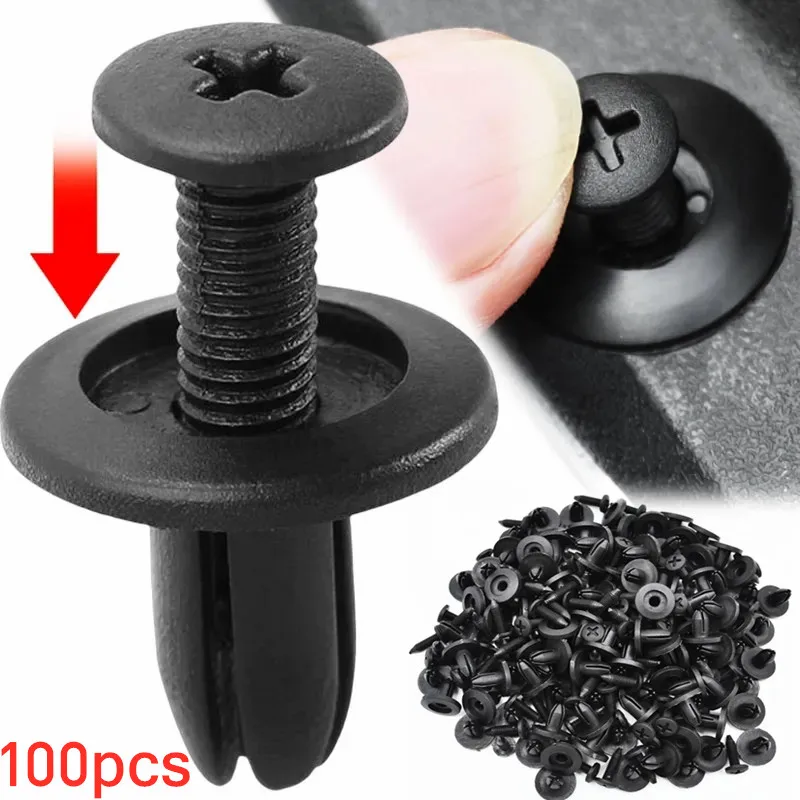 100pcs Auto Plastic Rivets Fasteners Screw Repair Car Bumper Fender Rivet Fastener Clips 8mm for Toyota Focus Kia Nissan Yamaha