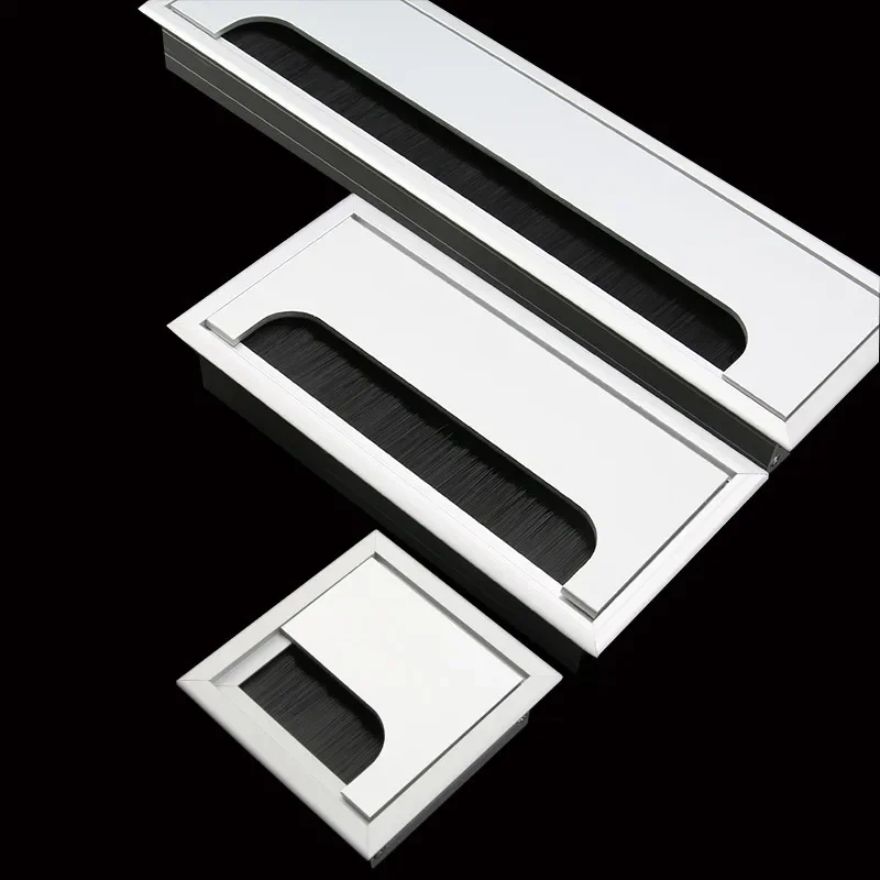 Aluminum alloy rectangular desk cable grommets wire hole cover Cable Outlet Port  Surface  table cable hole Furniture Hardware