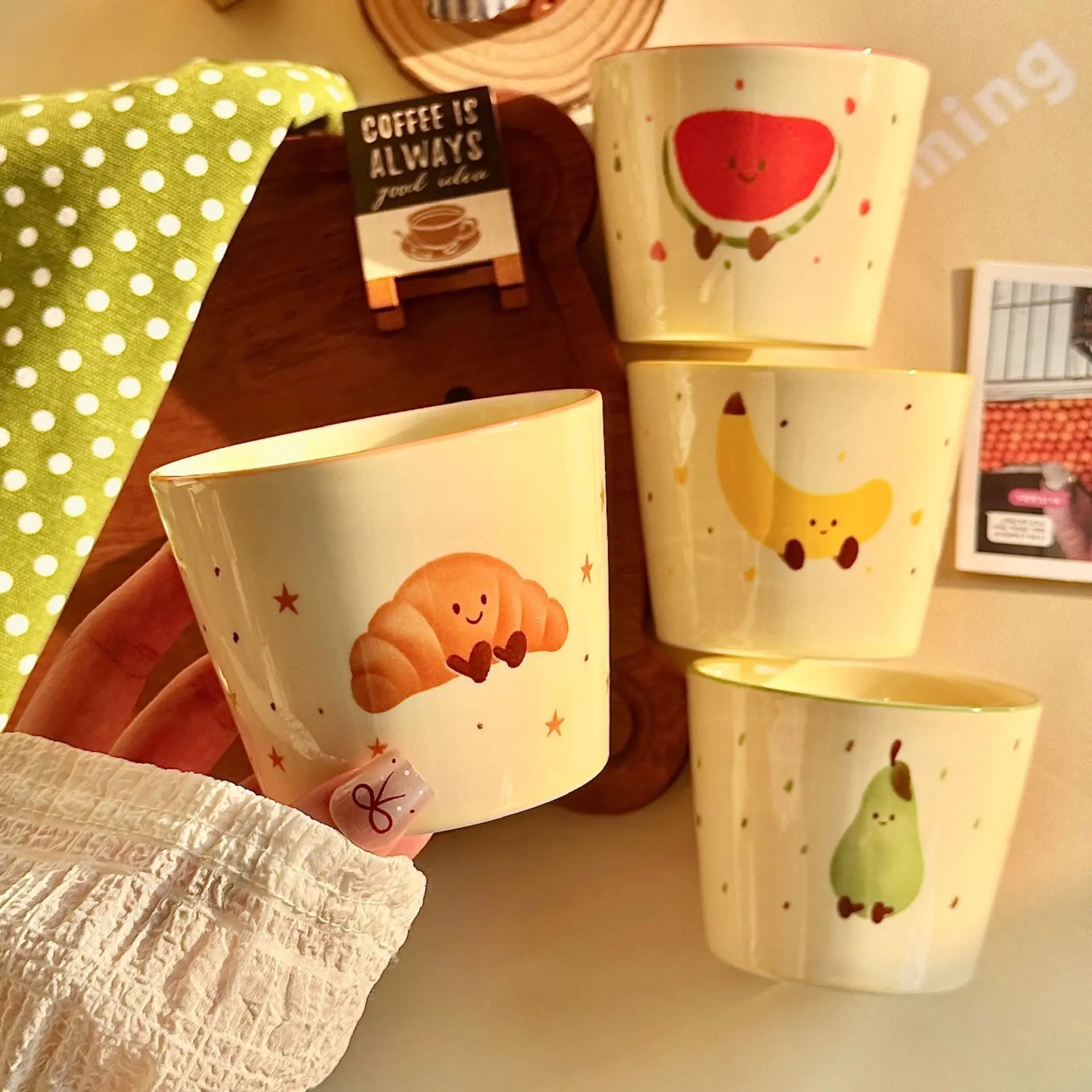 

Cute fruit ceramic mug - stylish coffee cup, milk cup, breakfast mug, and everyday use