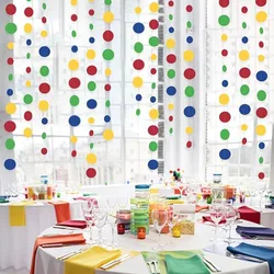 Carnival Circus Clown Fiesta Party Decoration Circle Dot Garland Red Blue Yellow Green Birthday Hanging Paper Polka Dot Streamer