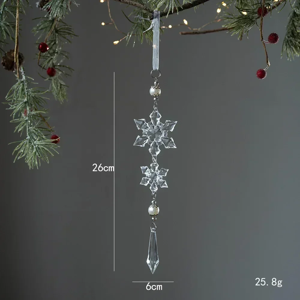 New Christmas Tree Decoration Snowflake Water Drop Pendant Christmas Transparent Acrylic Snowflake Jewelry Pendant