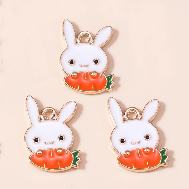 10pcs Enamel Mini Rabbit Charms for DIY Jewelry Making