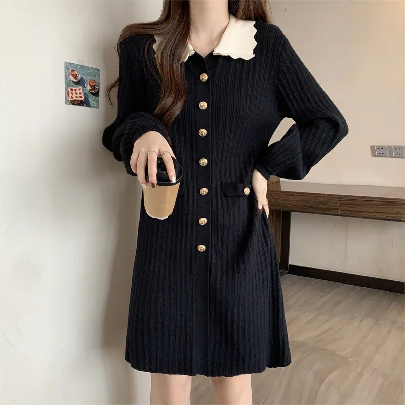 2024 Mid-year Long Small Fragrant Wind Knitted Casual Dress New Autumn and Winter Advanced Sense Slimming with Women's Dress