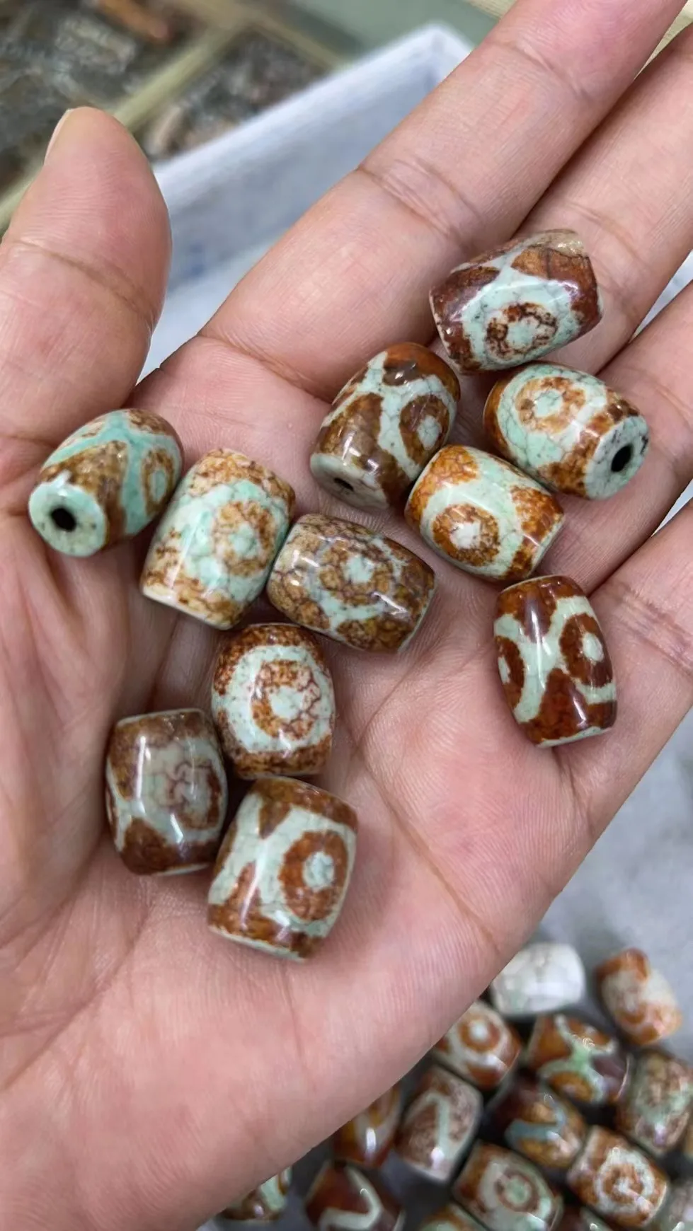 

100pcs/lot Natural Agate Snow Dzi Beads special rare turquoise texture Handmade jewelry amulet folk-custom wholesale accessories