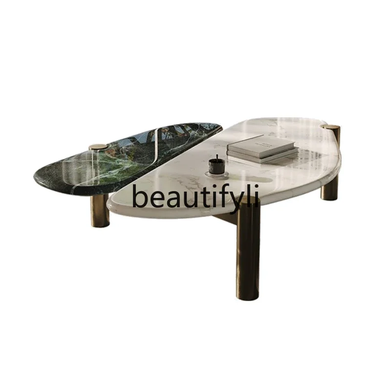 Natural marble Italian minimalist special-shaped coffee table living room home light luxury modern