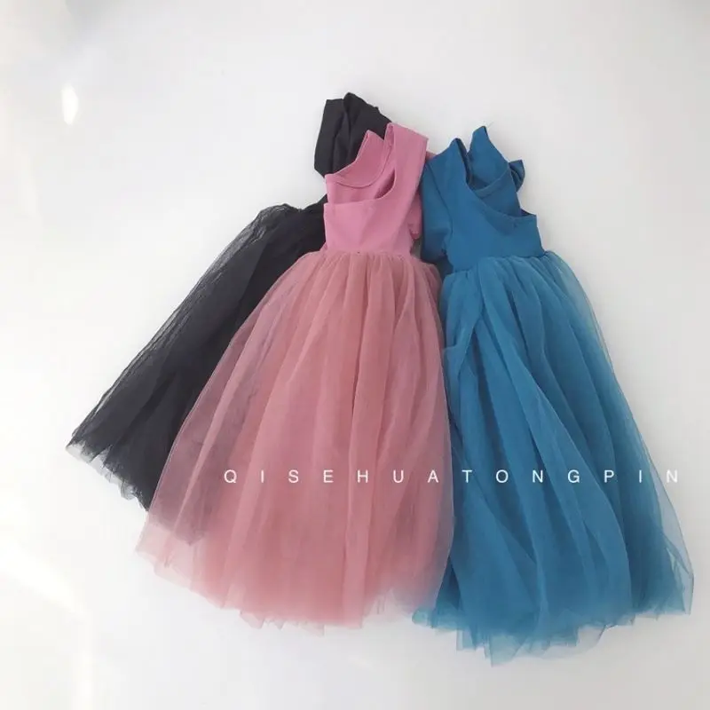 French Style Ballet Tutu Dress Girl Kids Casual Short Sleeve Elegant Princess Party Girls Tulle Dress