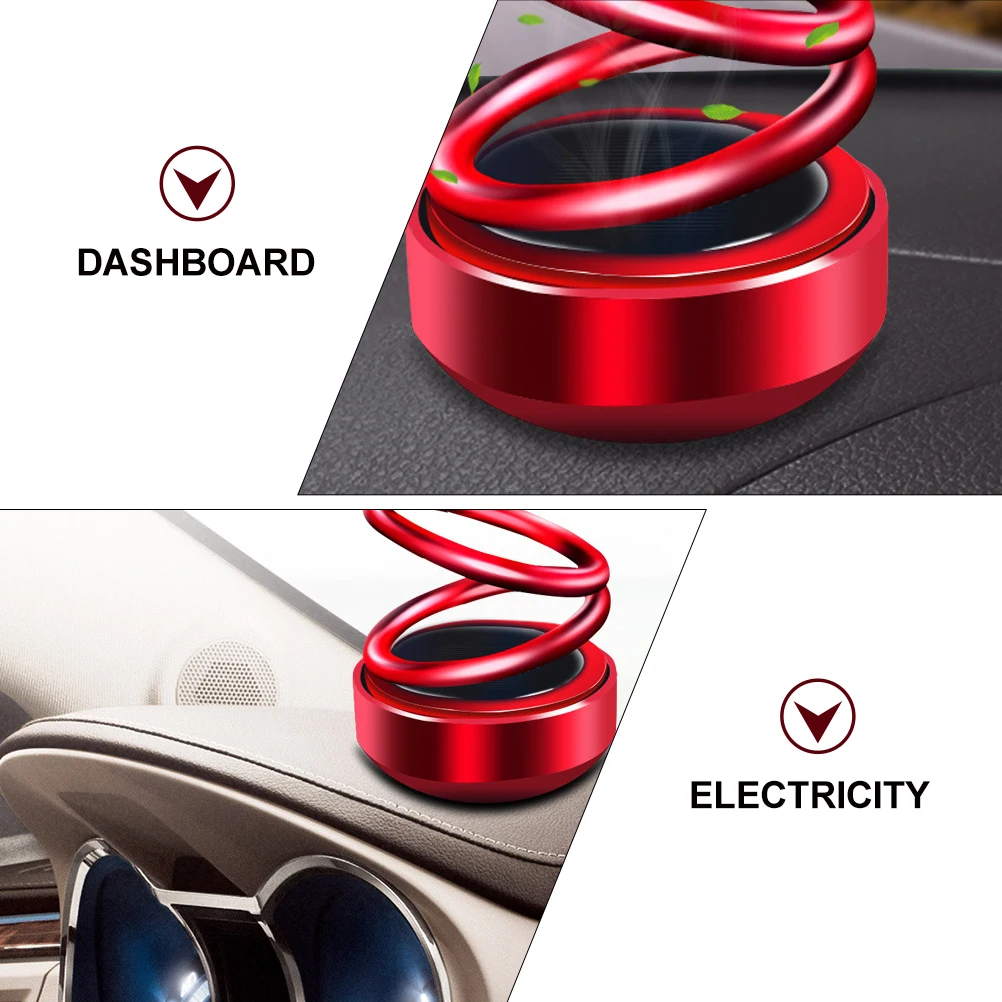 

1 set Solar Rotating Double Ring Red Electroplated Car Dashboard Decor with Fragrance Pad for Aromatherapy Ornament Vehicle