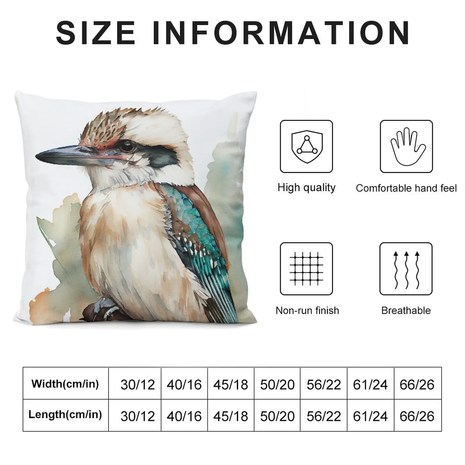 Australian Kookaburra -Watercolor paint Throw Pillow Marble Cushion Cover Pillow Case Decorative Cushions pillow