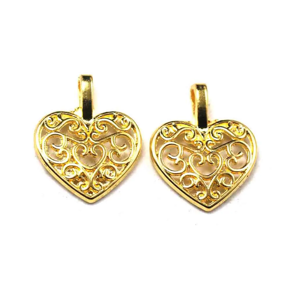 

100 Pcs Heart-shaped Pendant Ornament Alloy Charm Hollow Out Jewelry Making Pendants