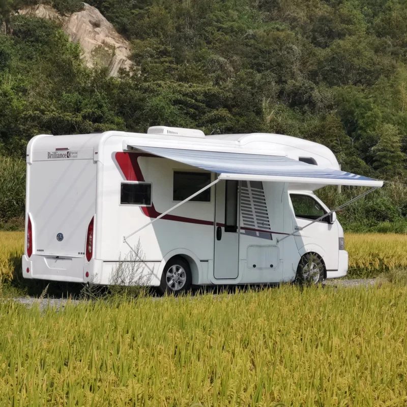 350x250cm RV Sun Shade, Manual Side Awning, Aluminum Hard Case, for 4x4 Offroad Truck Camper,Waterproof UV Protection,3.5x2.5m