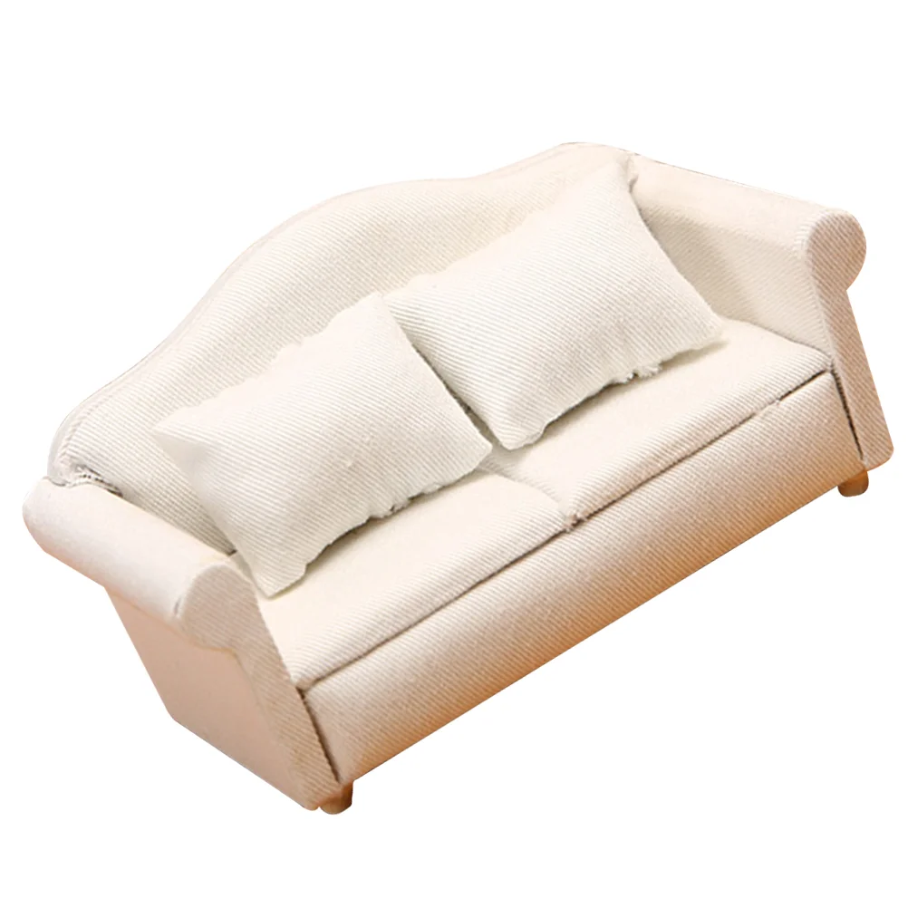 Kleines Haus, weißer Stoff, Sofa, Dekor, Couch, Modell, Baby, Mini, dekorativ, kleines Zubehör, Miniaturmöbel, Mikroszene