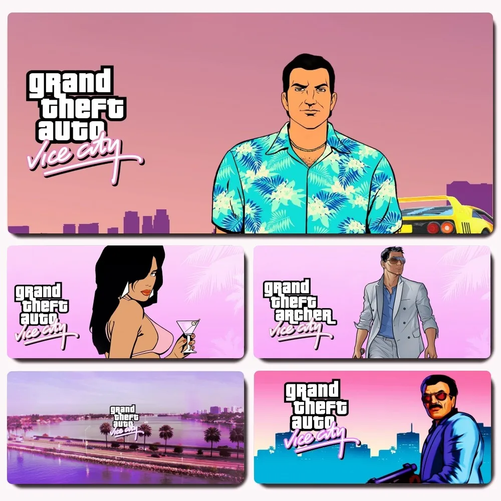 Grand Theft Auto Vice City Game GTA Mousepad Gaming Office Desk Pad grande per Computer tappetino per Mouse con medetta antiscivolo