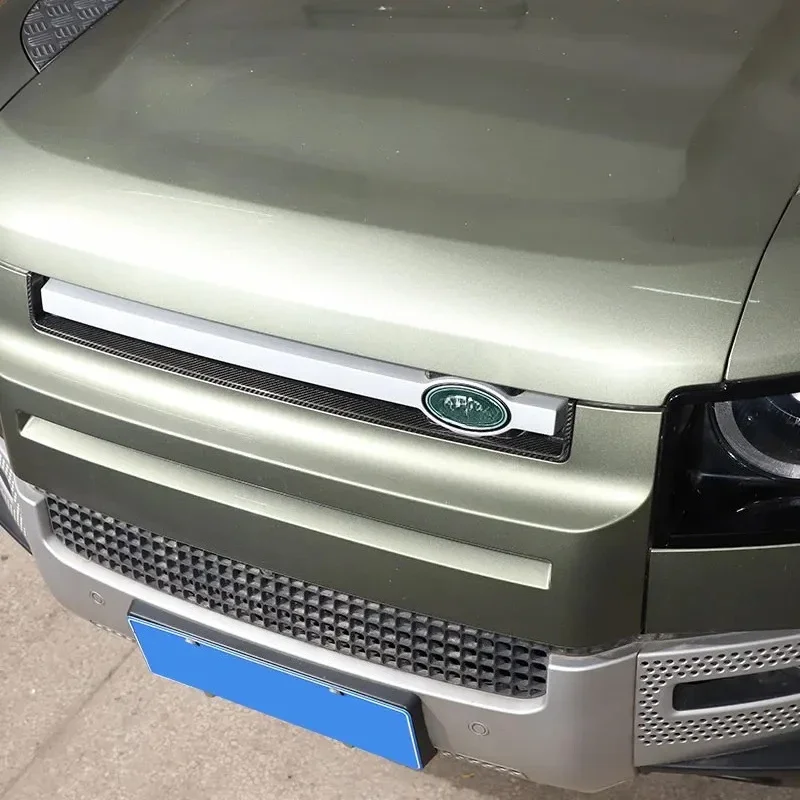 اكسسوارات السيارات ريال ألياف الكربون سيارة الجبهة مصبغة U على شكل تقليم لاند روفر ديفندر 90 110 130 2020-2024 #2