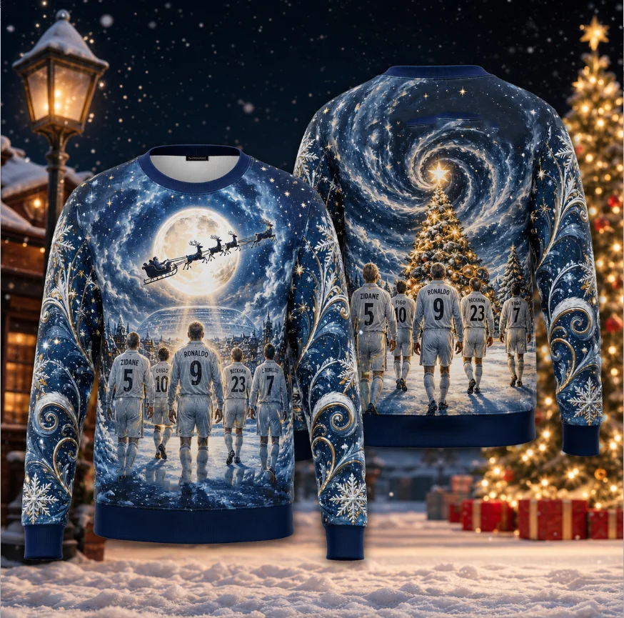 Galacticos Legends Christmas Sweatshirt 3D Print Football Stars Graphic Pullover Men Women Kids Boys Girls Winter Xmas Gift