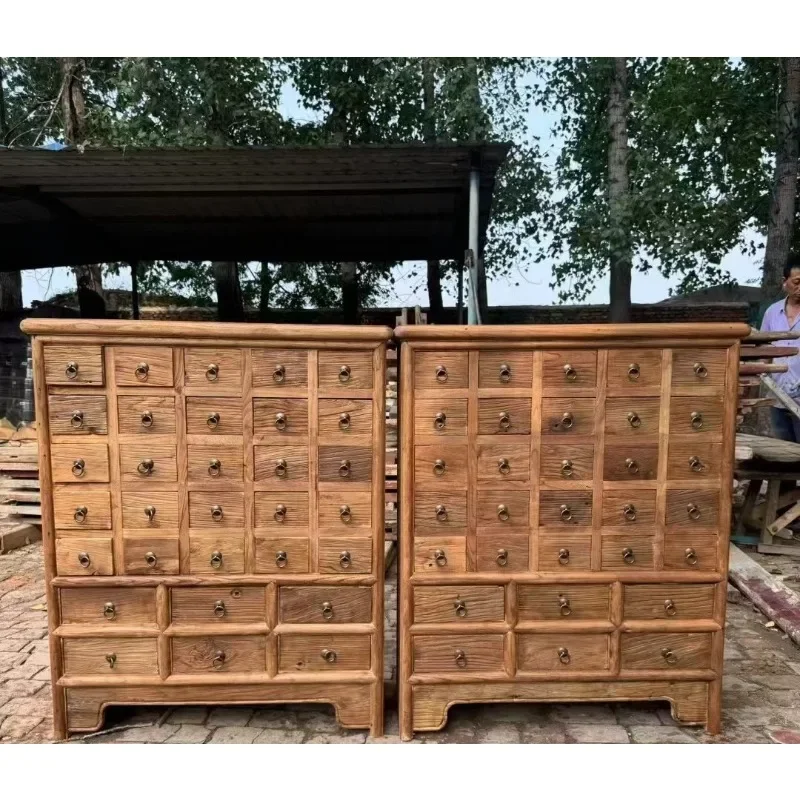 Old elm traditional Chinese medicine cabinet classical multi-functional drawer storagechest cabinet storage hou