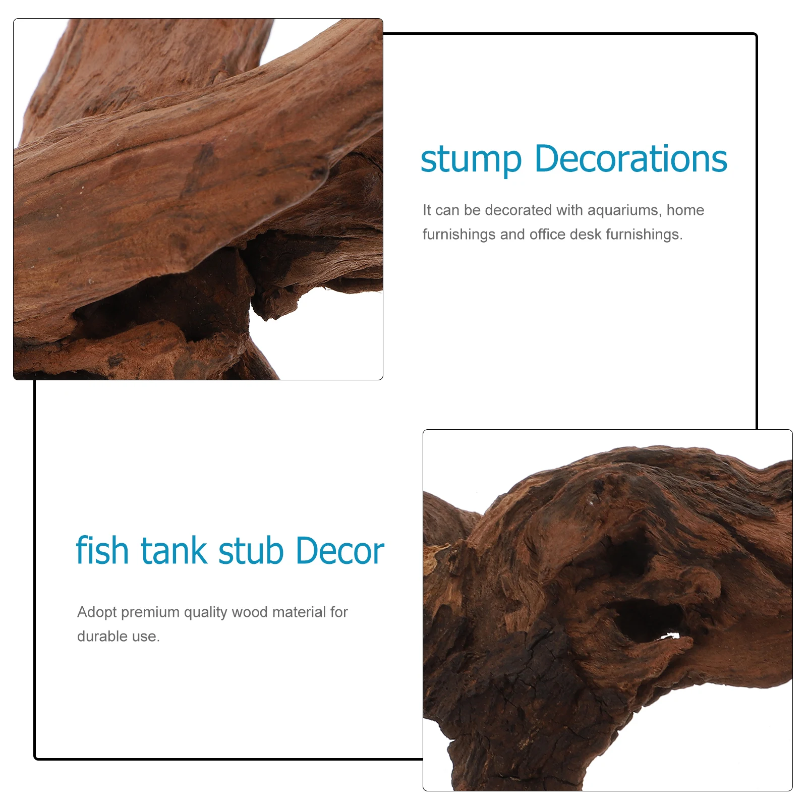 

3pcs Aquarium Stump Ornament Fish Tank Decoration Wooden Durable Premium Wood Water-Resistant Sea Freshwater