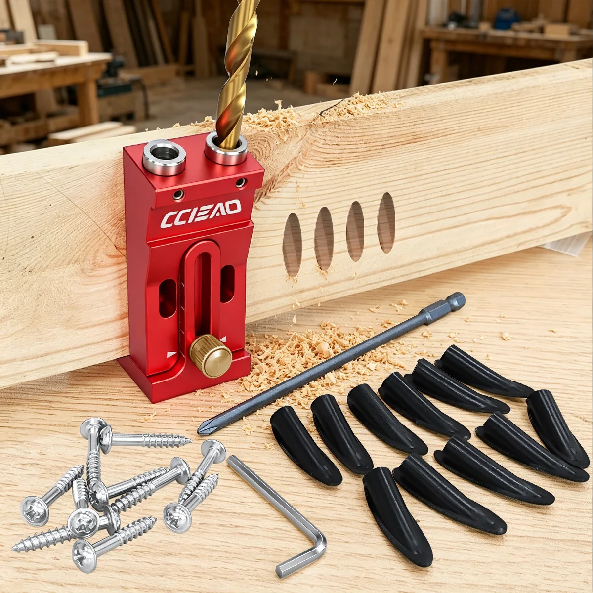Woodworking Hacks - طقم أدوات قياس الثقوب القابلة للتعديل،