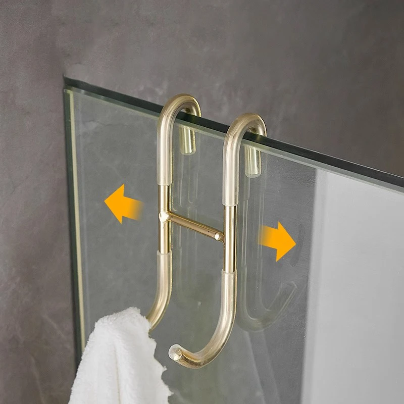 304 Stainless Steel Hook Free Punching Bathroom Shower Door Hook Over Glass Door Kitchen Cabinet Door Back Type Storage Hanger view 4