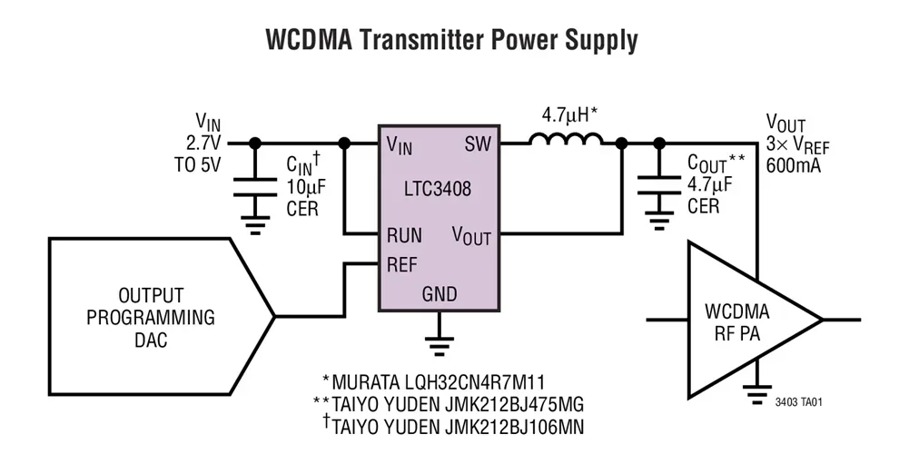 LTC3408EDD LTC3408 - 1.5MHz, 600mA Synchronous Step-Down Regulator with Bypass Transistor
