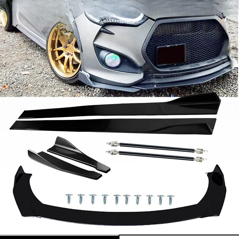 

For Hyundai Veloster Turbo Front Splitter Bumper Lip Spoiler Gloss Black Bod Kit United States