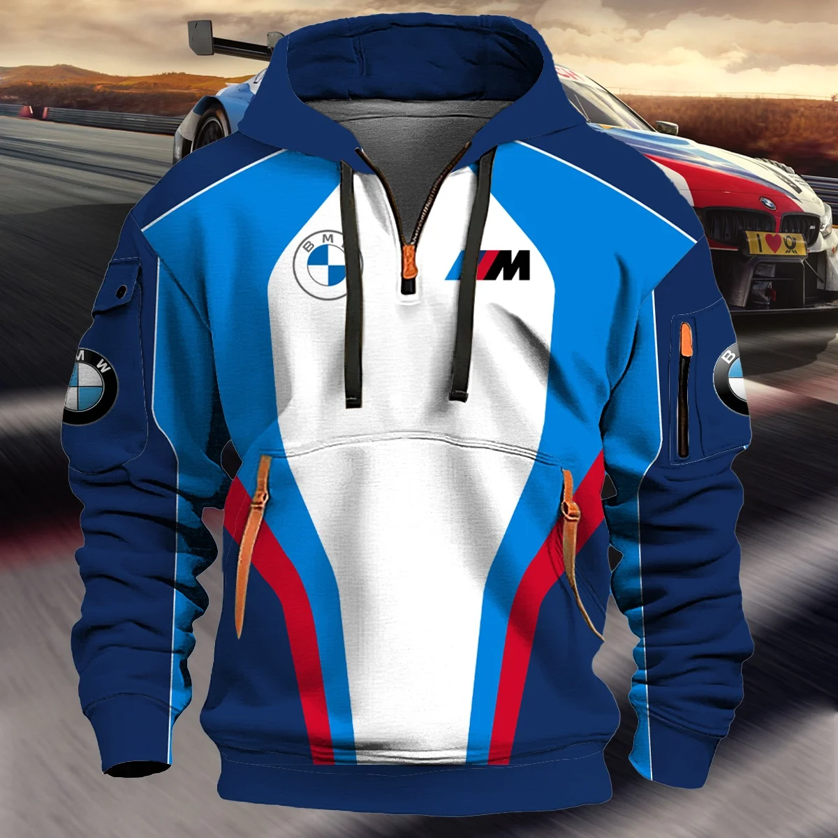 

2025 Fashion Motorcycle Riding Sport Pullover with BMW Logo 3D Printed Long Sleeves Comfortable Unisex Drawstring Hoodie