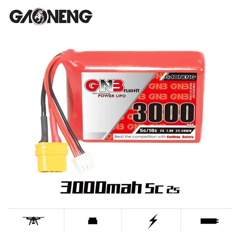 Original GNB 7.4V 5C/10C 3000mAh Lipo Battery For Radiomaster TX12 Transmitter Remote Control RX RC Parts 7.4V Battery