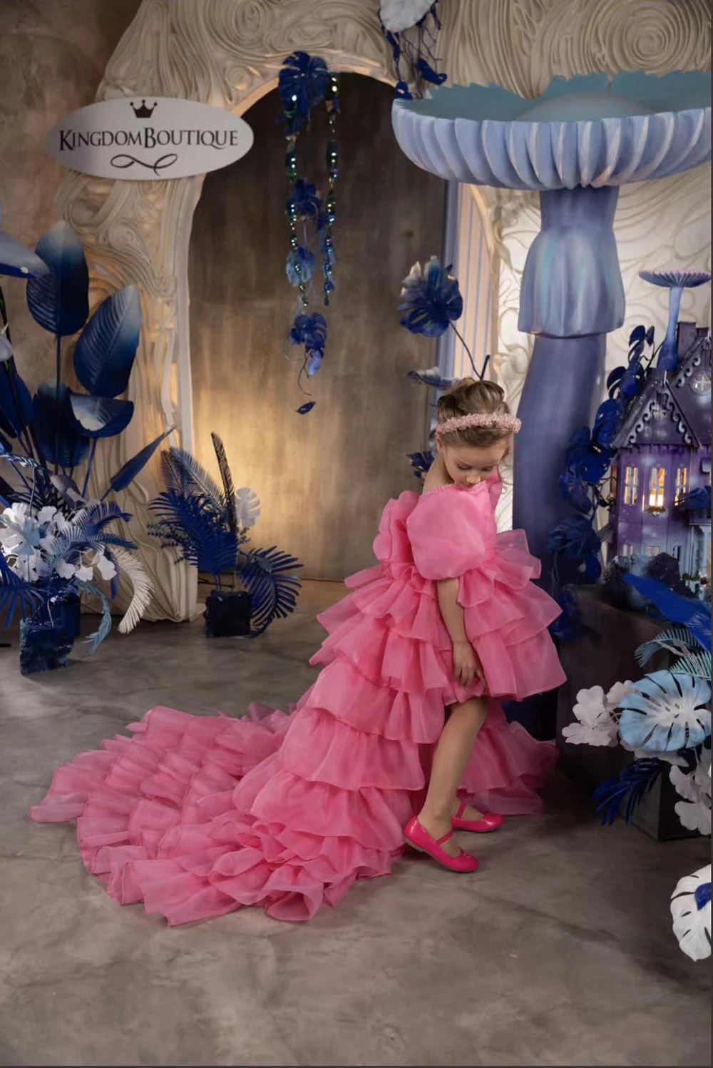 Vestido da menina de flor com cauda destacável manga curta arco vestidos de baile princesa festa de casamento primeira comunhão vestido de aniversário personalizado