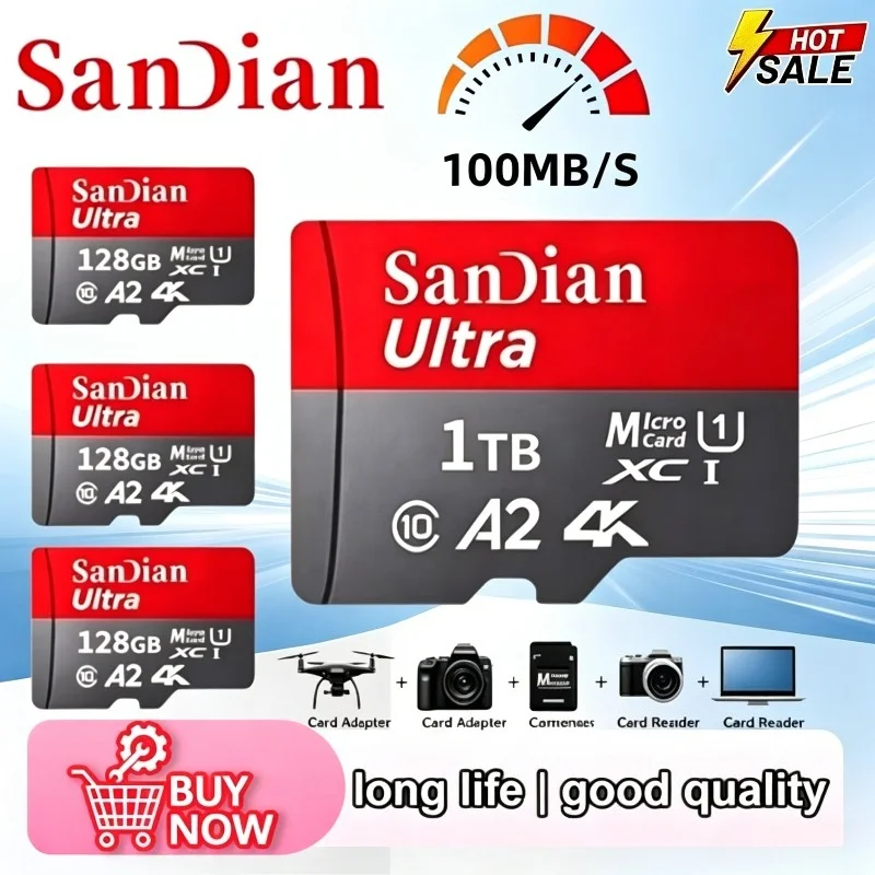 

New Original High Speed Memory Card 128GB 256GB Class 10 Micro TF SD Card 1TB SD Memory Card For Camera Phones tablets