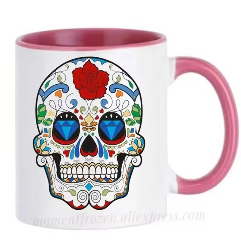 Funny Skull Coffee Mugs, Funny Tea Cups, Cocoa Coffee Mugs, Unique Design, Milk Tableware, Home Office Decal, Friends Gifts