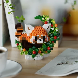 미니 도그 고양이 팬더 너구리 귀여운 애완 동물 작은 빌딩 블록 모델 시리즈 장식품 어린이 장난감 크리스마스 생일 선물 8 최고의 판매 레고 생일 장식 - №7