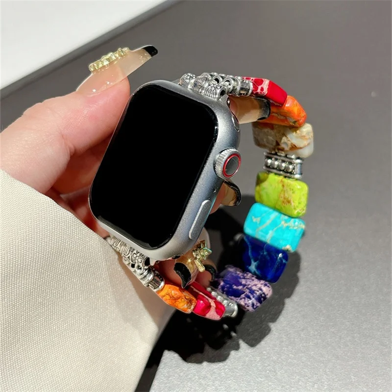 Natural Stone Strap for Apple Watch Band 38/42mm 40/44mm 41/45mm Elastic Smartwatch Bracelet for Iwatch Series 9 8 7 Ultra 2 49m