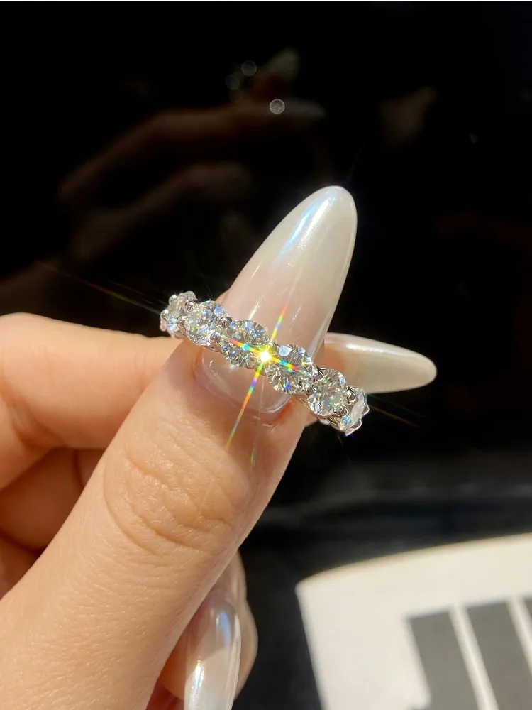 Real 0.1-0.5CT Certified Moissanite Diamond Engagement Rings for Women Wedding Gift High Quality Fashioned Jewelry