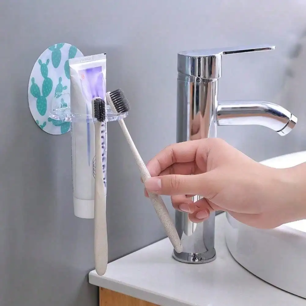 

2pcs Creative Wall-mounted Toothbrush Holder for Bathrooms, No Drilling Required, Multi-functional Razor Holder and Toothpaste Holder.