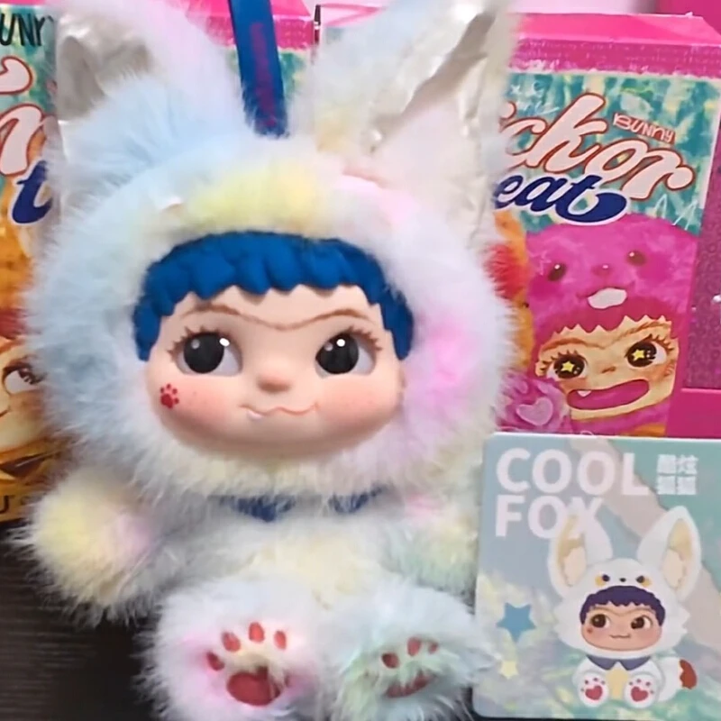 

Genuine Wakuku Fox And Bunny Blind Box Plush Pendant Vinyl Doll With Laser Ear Cute Kawaii Keychain Anime Figures Girls