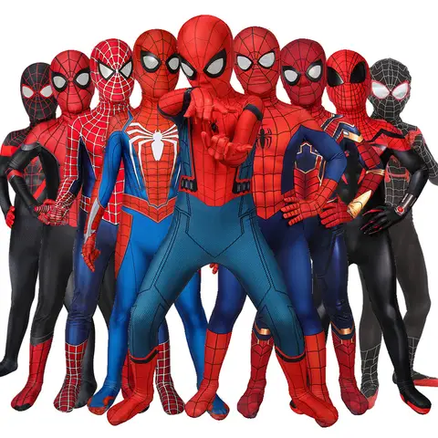 Spiderman Zentai Costume Anime Superhero Miles Morales Spider Man Cosplay Costume Bodysuit Halloween Costume for Kids Boy Adult