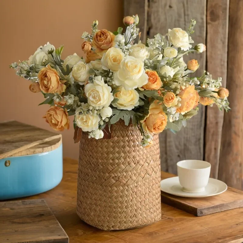 Simulation rose berry bouquet tea rose land lotus fake flower silk flower living room bedroom floral ornament home decoration