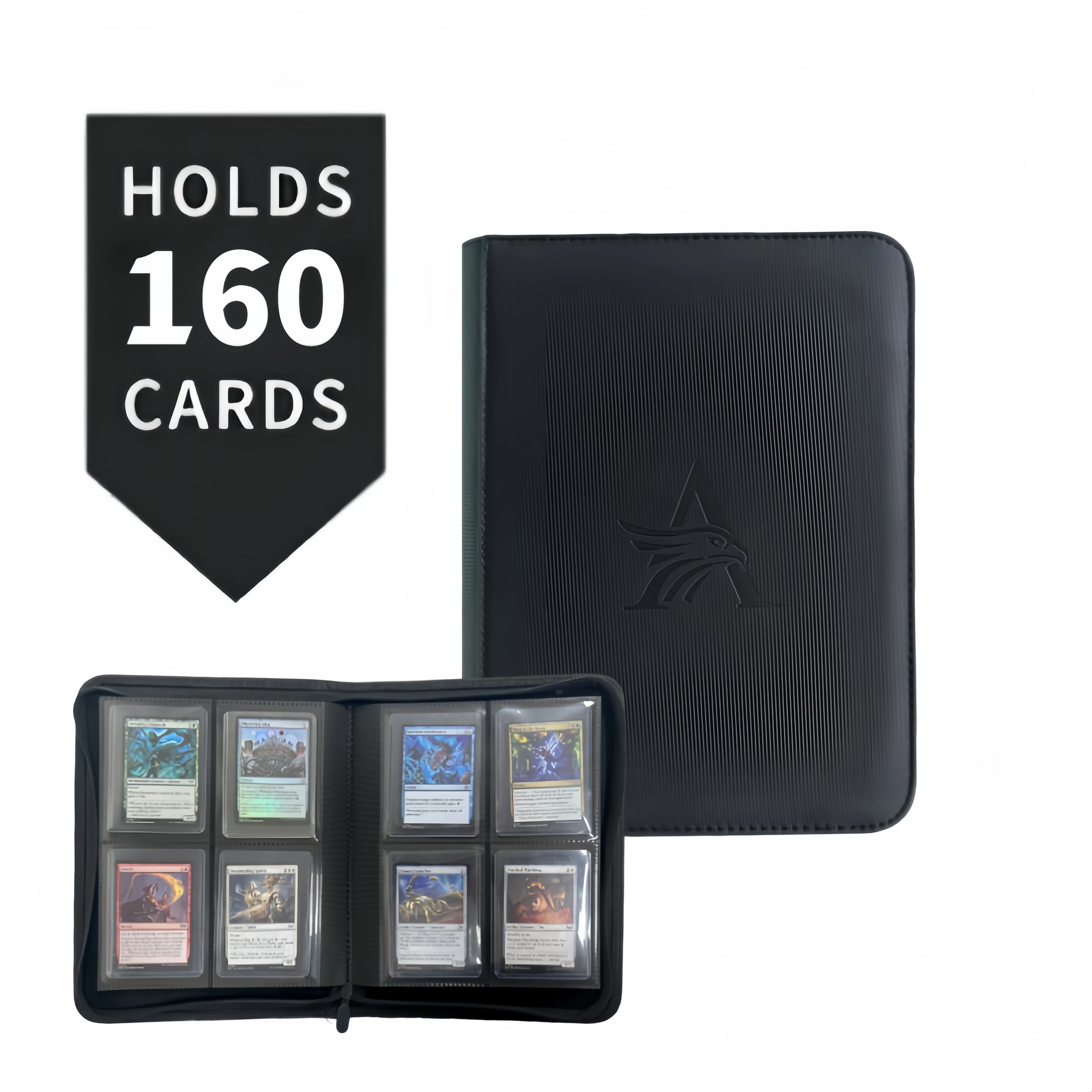 TopLoader 4-Pocket Kaartenmap (160 Kaarten) – Zwart/ Industriële opbergmogelijkheden voor TCG- & sportkaarten. Verzamelaarsdroom